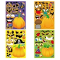 Lot de 4 feuilles d'autocollants citrouille Halloween DIY pour décoration de fête - 4 Feuilles