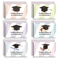 Set of six German graduation cards with mortarboard designs and envelopes for university students - German Version (Style 2)