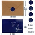 Set di 40 biglietti di ringraziamento blu navy con buste in kraft e adesivi sigillo - Set di Biglietti di Ringraziamento Blu Notte (YA-5)