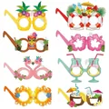 Set di 8 occhiali di carta a tema spiaggia tropicale per foto divertenti in estate - Stile a Tema Tropicale Multicolore