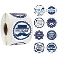 Roll of 1.5-inch round Happy Father's Day stickers with blue and white themed designs - Style 1 (500 Pieces/roll) * 1.5 Inch - 3.8 Cm