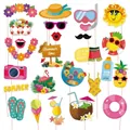 24-piece summer pool party photo booth props with pineapple and flamingo designs - 25 Pieces/Set