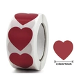 Rolle mit 2,5cm roten herzförmigen Kraftpapier Thank You Stickern für Geschenke - Q406 Burgunder Herz Stil / Durchmesser 25mm