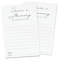 Tarjetas de memoria blancas minimalistas con líneas para bodas o graduaciones - 50 Hojas / Blanco