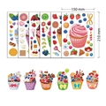 Cartoon dessert DIY stickers set for kids including cupcakes and ice cream designs - Style 1