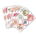 Lot de planches de stickers ronds Happy Mother's Day avec motifs floraux colorés - Cœur Floral / 13x19cm