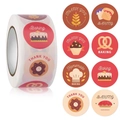 Rouleau d'autocollants ronds pour pâtisserie avec motifs gâteaux pour sceau d'emballage - 25mm