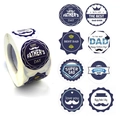 Roll of Happy Father's Day stickers with blue crown, mustache, and heart designs - Father's Day 8 Patterns
