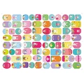 Close-up of Happy Easter stickers with cute rabbits, colorful eggs and writing area - Set of 8 Sheets