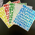 Detailed view of colorful holographic laser alphabet and number stickers with glitter effect - Crystal Point Laser / Gold
