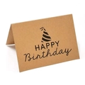 Détail d'une carte d'anniversaire en papier kraft avec motif chapeau noir et Happy Birthday - Style 3 / 10*14.5cm