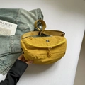 Bright yellow nylon crescent saddle bag with dual zippers and adjustable shoulder strap - Yellow