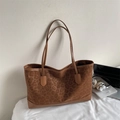 Brown leopard print large tote bag with shoulder straps for women in casual office setting - Brown No Pendant