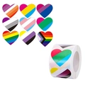 Rainbow pride heart stickers in 9 patterns roll for Valentine and LGBTQ events - Style I