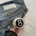 Chic white 8-ball round crossbody bag with a gold chain strap for trendy women - Off White