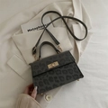 Minibolso bandolera retro con estampado de leopardo, cierre dorado y textura de terciopelo - Gris
