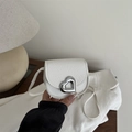 Mini borsa a tracolla bianca per bambini con motivo litchi e fibbia a cuore argento - Bianco
