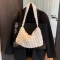Borsa a spalla bianca testurizzata popcorn stile nuvola soffice per donna moda - Bianco
