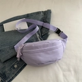 Lavender nylon crescent waist bag with braided zipper pull and adjustable strap - Purple