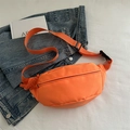 Bright orange nylon crescent fanny pack with red zipper and adjustable strap - Orange