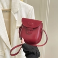 Mini Retro rote Satteltasche aus Premium-Kunstleder mit Logo und Schulterriemen - Ohne Anhänger / Rot
