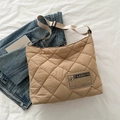 Borsa tote trapuntata kaki con cuciture a rombi e tracolla regolabile alla moda - Cachi