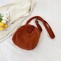 Brown corduroy shell bag for women with adjustable strap and retro shell shape - Brown