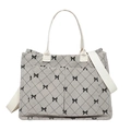 Sac fourre-tout en velours côtelé gris avec imprimé nœuds et motif à carreaux losanges - Gris