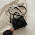 Sac à main élégant à paillettes noires avec grand nœud et bandoulière réglable - Noir