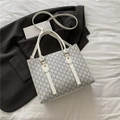 Bolso tote blanco con monograma M gris y correa desmontable para mujer - Blanco