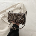 French vintage leopard print shoulder bag with leather flap and knot strap detail - Brown