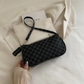 Retro black underarm bag with M-letter monogram and silver hardware accessories - Black
