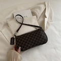 Vintage brown underarm bag with M-letter print and adjustable shoulder strap - Brown