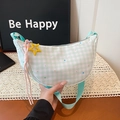 Sac croissant à carreaux vert clair avec motifs étoiles et breloque étoile jaune - Avec Pendentif / Vert