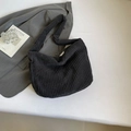 Minimalistische dunkelgraue Cord-Einkaufstasche mit breitem Schultergurt für Damen - Schwarz