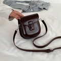 Bolso bandolera pequeño de cuero marrón oscuro brillante para teléfono móvil - Marrón