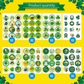 St. Patrick's Day clover and leprechaun stickers with 8 festive designs in round shapes - Image Size * 15*18cm