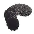 Set of 100 round scalloped kraft paper gift tags in matte black finish with pre-cut holes - Black 100 Pieces/set
