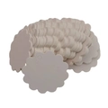 Bulk set of scalloped round kraft paper tags with pre-punched holes in creamy white finish - White 100 Pieces/set