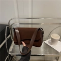 Dark brown suede baguette bag for women, minimalist underarm shoulder bag for commuting - Brown