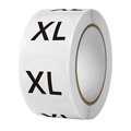Rolle mit weißen runden XL-Größenaufklebern für Bekleidungsetiketten mit schwarzer Schrift - Größe XL / Durchmesser 2.5cm