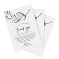 Macro view of wedding thank you cards with elegant green watercolor foliage - Elegant Green Watercolor Botanical Leaf Design (LG-221215-100150-008) / 50 Pieces/Pack (10x15cm)