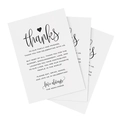 Close-up of minimalist floral Thank You cards with elegant handwritten typography - Modern Minimalist Handscript Black And White Design (LG-221215-100150-008) / 50 Pieces/Pack (10x15cm)