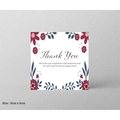 Square Thank You card with floral patterns and handwritten text in 8x8cm size - Red Blue Floral Thank You (LG-221215-8080-013)