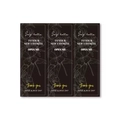 Detail of black rectangular waterproof labels with gold foil floral patterns and text - Rectangular Hot Stamping Style / Black