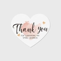 Detail of heart-shaped thank you card with pink watercolor and gold hearts for small business - Watercolor Gold Heart Style (Style 5)