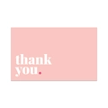 Close-up of a minimalist pink thank you card with white serif typography and magenta dot - Minimalist Pink Text Style 10