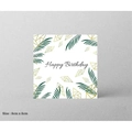 Biglietto auguri compleanno con foglie di palma e oro, quadrato 8x8cm - Foglia di Palma Verde Scuro (LG-221215-8080-013)