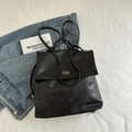 Borsa tote nera vintage in similpelle con chiusura a scatto in metallo argento - Senza Ciondolo / Nero