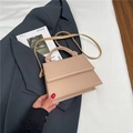 Khaki minimalist crossbody bag with twisted handle and flap cover in synthetic leather - Khaki